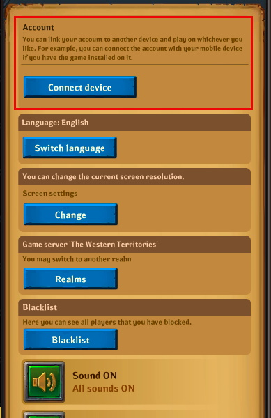 Account settings is here.